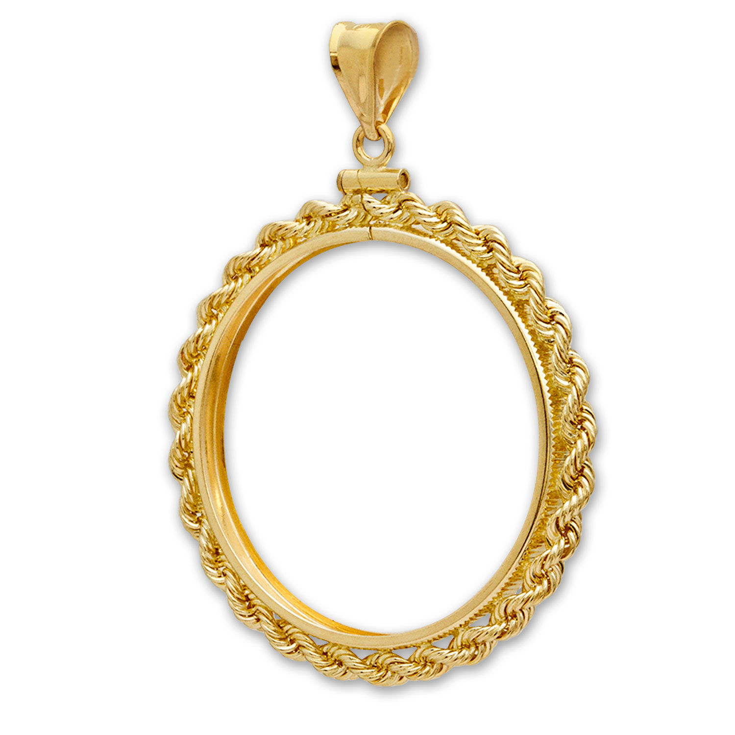 14K Gold Screw-Top Rope Polished Coin Bezel - 27 mm - SKU #63645