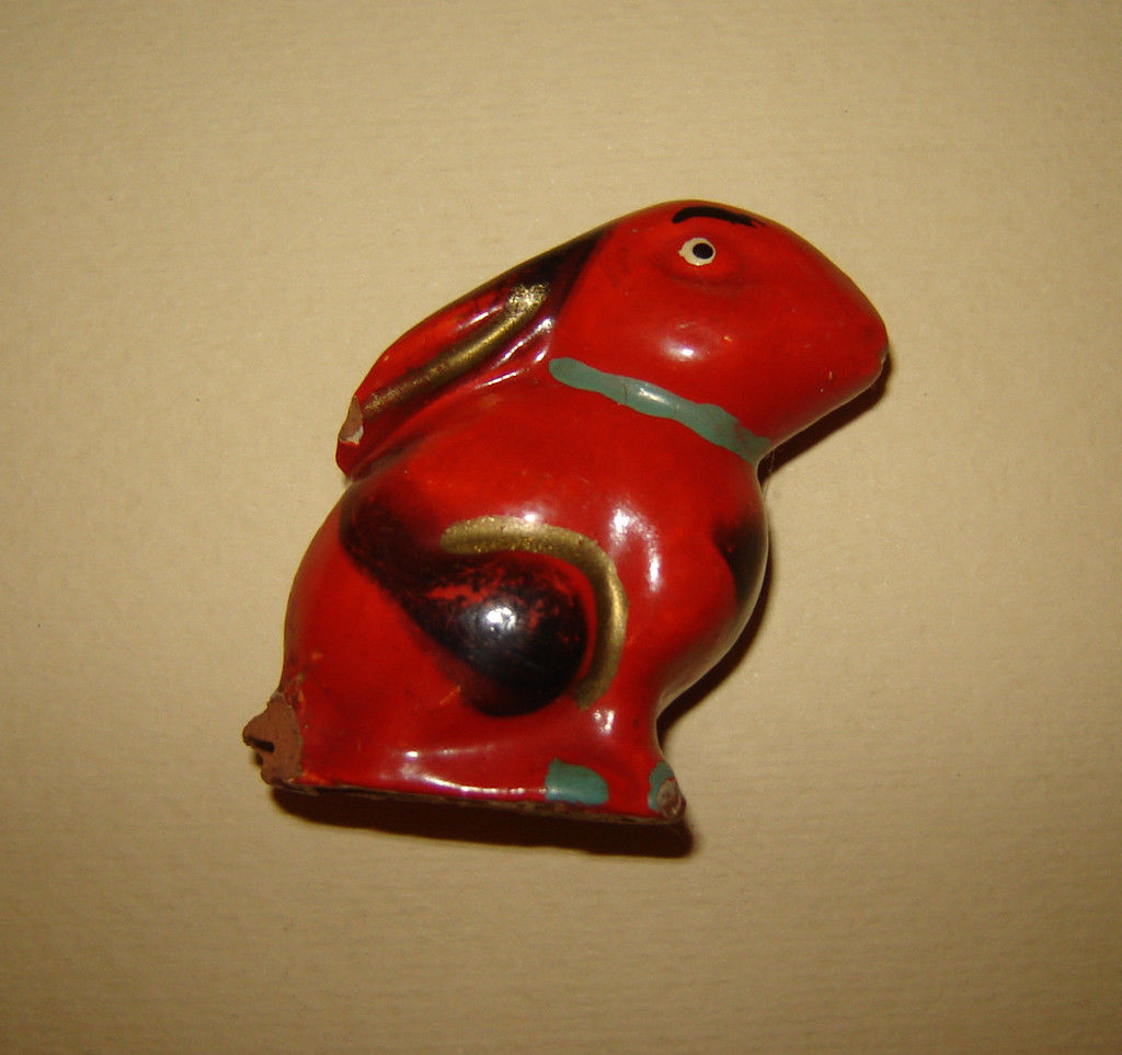 Unique ANTIQUE OLD Vintage  POTTERY CERAMIC WHISTLE FIGURINE Rabbit Hare