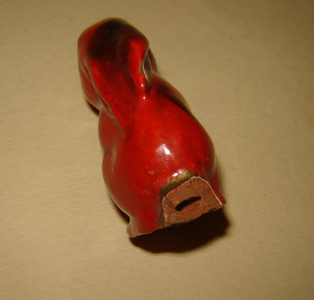 Unique ANTIQUE OLD Vintage  POTTERY CERAMIC WHISTLE FIGURINE Rabbit Hare