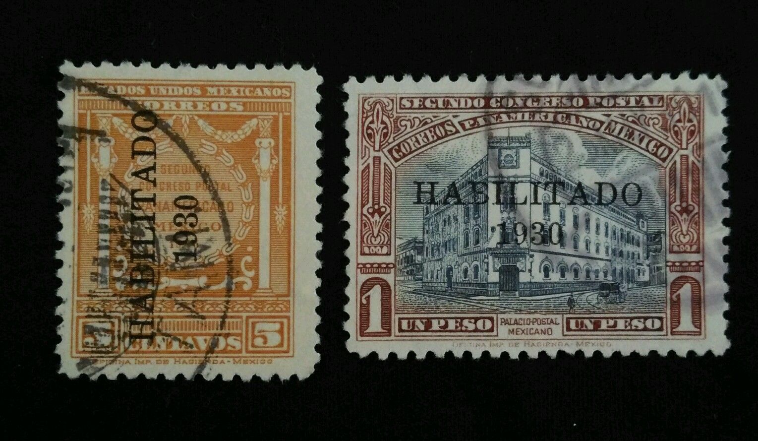 Mexico Stamp, Set of two, Scott #677 & #682, 5¢&1$, Used