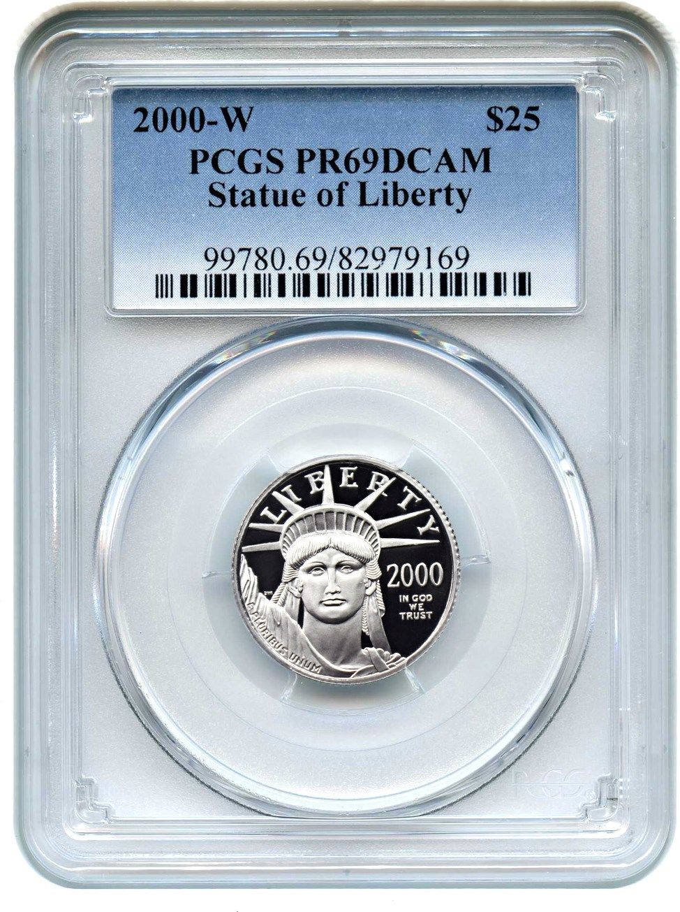 2000-W Platinum Eagle $25 PCGS PR 69 DCAM - Statue Liberty 1/4 oz