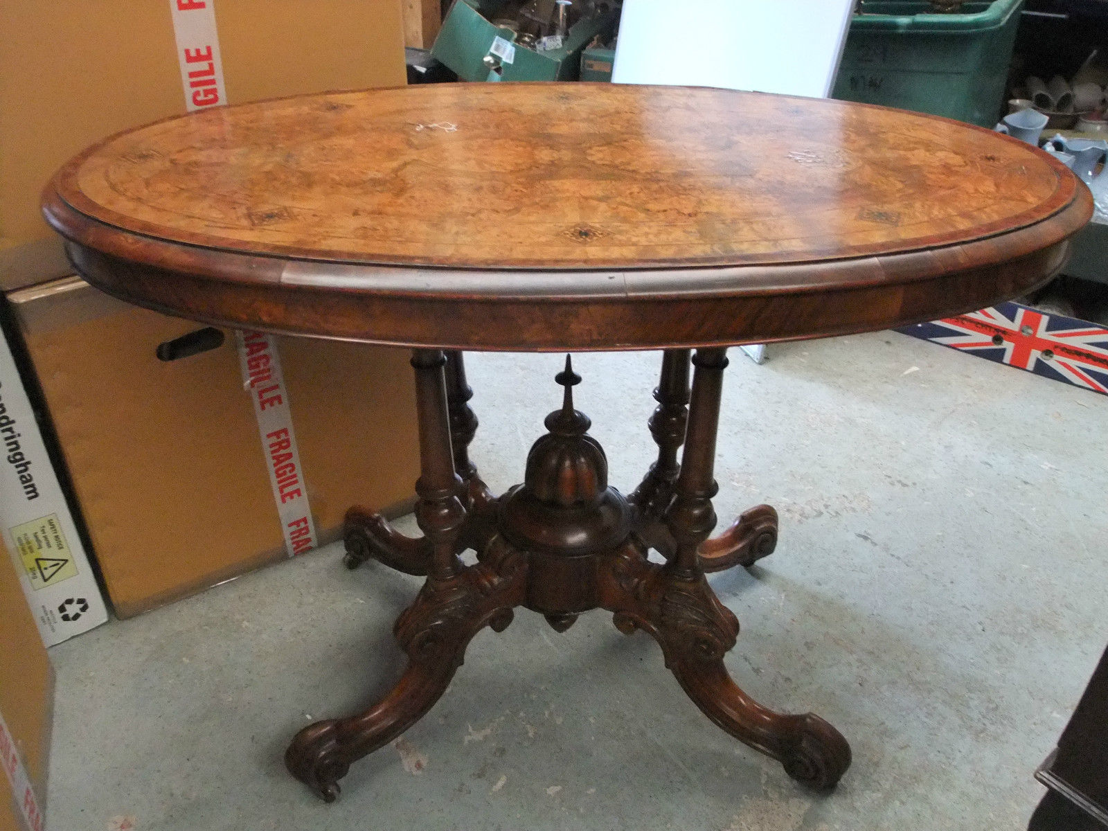 Fabulous Early Victorian Walnut Looe Table c.1850 [4401]