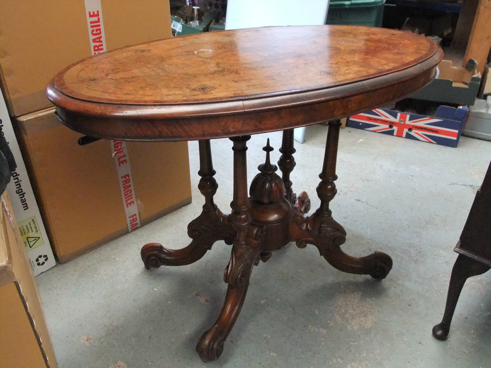 Fabulous Early Victorian Walnut Looe Table c.1850 [4401]