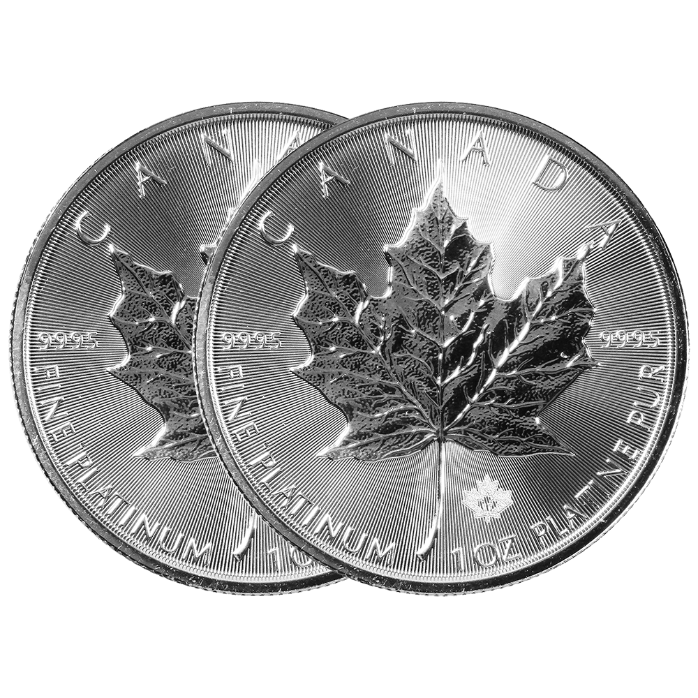 Lot of 2 - 2017 $50 Platinum Canadian Maple Leaf .9995 1 oz Brilliant Uncirculat