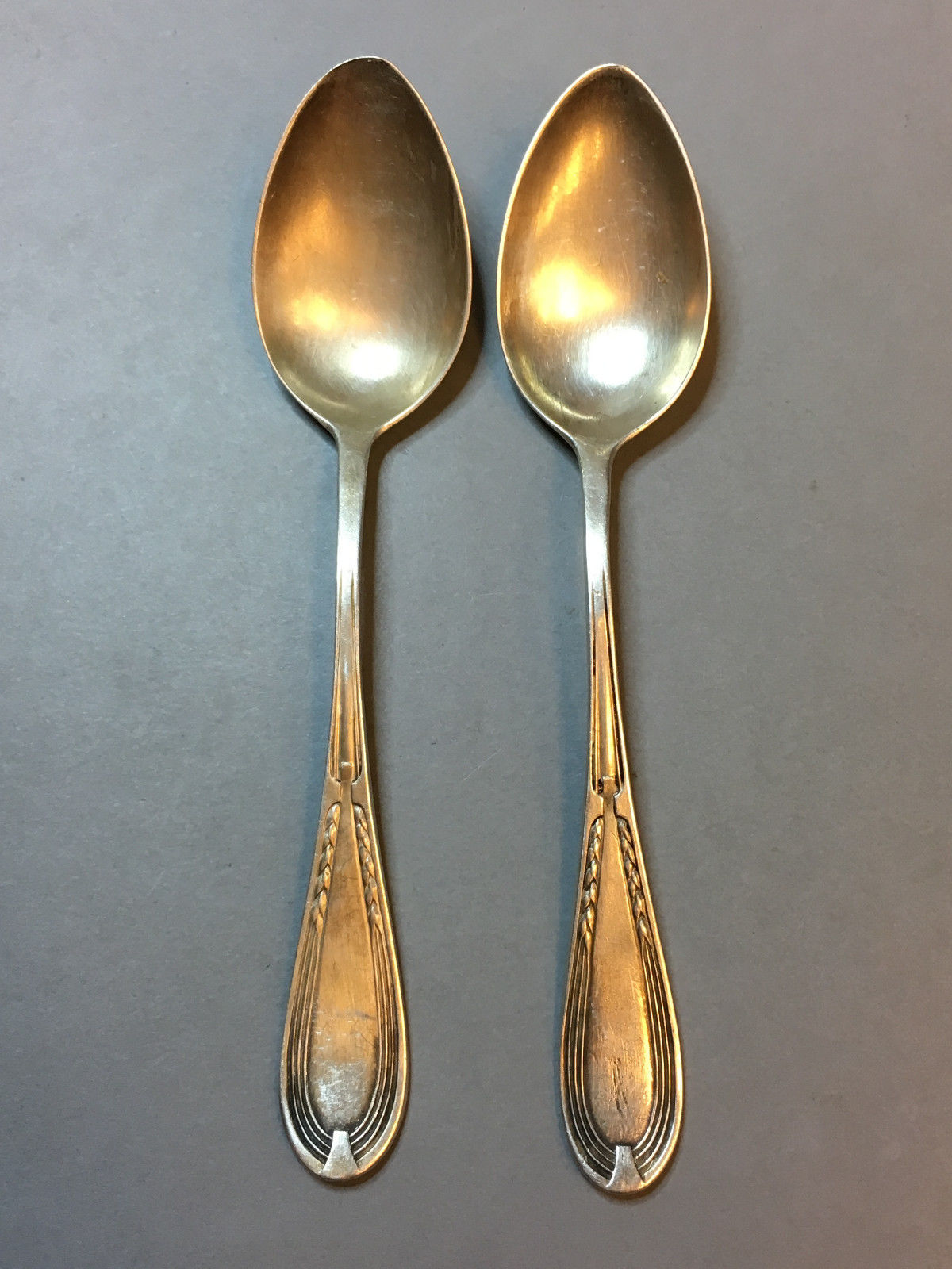 LOT OF 2 VINTAGE ANTIQUE RUSSIAN 875 STERLING SILVER TEA SPOONS