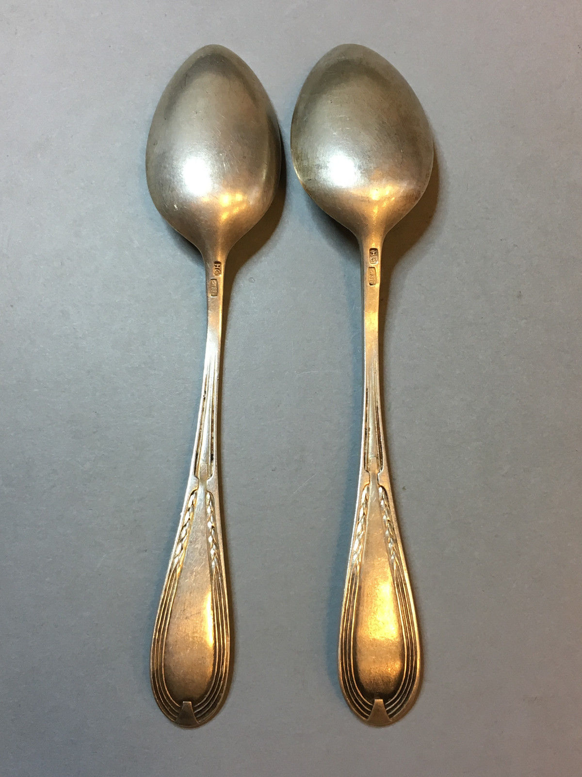 LOT OF 2 VINTAGE ANTIQUE RUSSIAN 875 STERLING SILVER TEA SPOONS