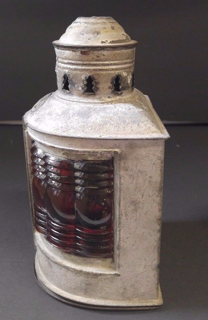 Antique Triplex Ship Signal Light Lantern Nautical Maritime Dates 1910