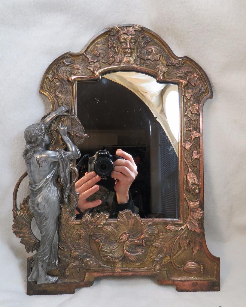 Antique Art Nouveau Metal Mirror Picture Frame 12 x 17" Judd Manufacturing