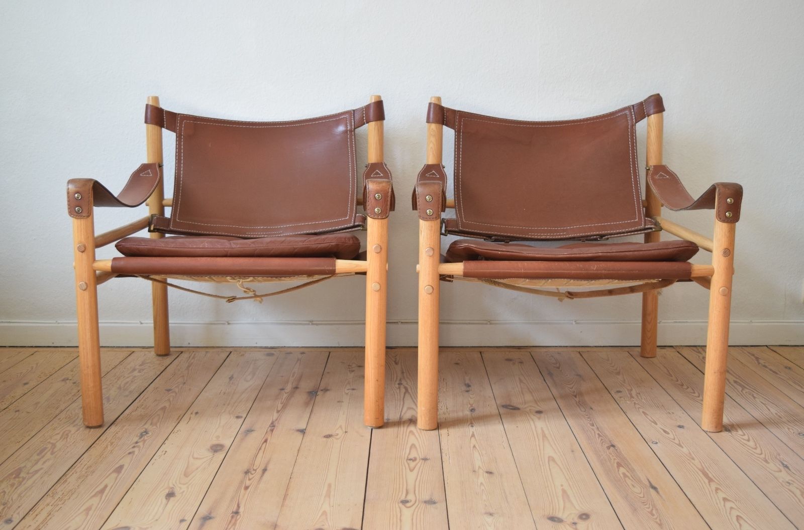 Pair Of Mid-Century Swedish Arne Norell Sirocco Safari Chairs. 1970's