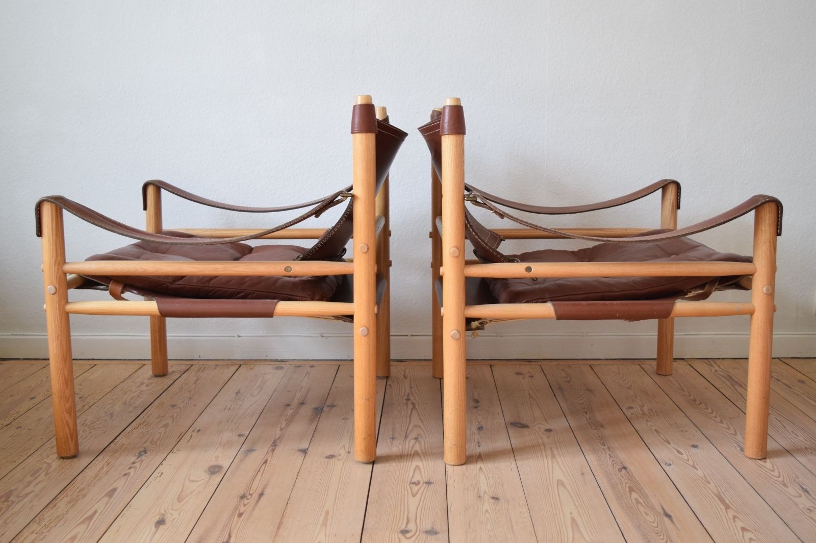 Pair Of Mid-Century Swedish Arne Norell Sirocco Safari Chairs. 1970's