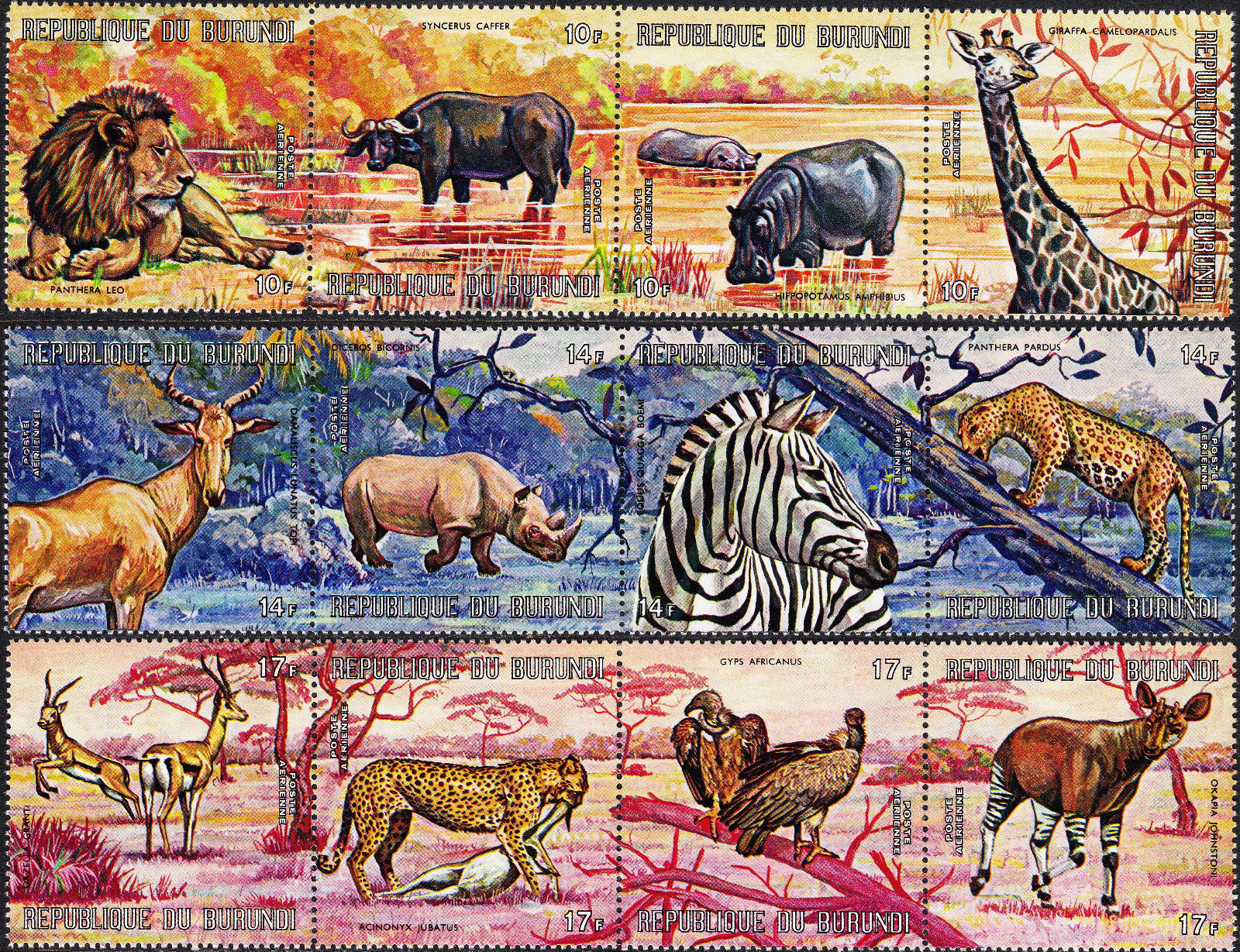 BURUNDI — SCOTT C146-C151 — 1971 AIRMAIL ANIMALS SET OF 24 — MNH — SCV $56.25