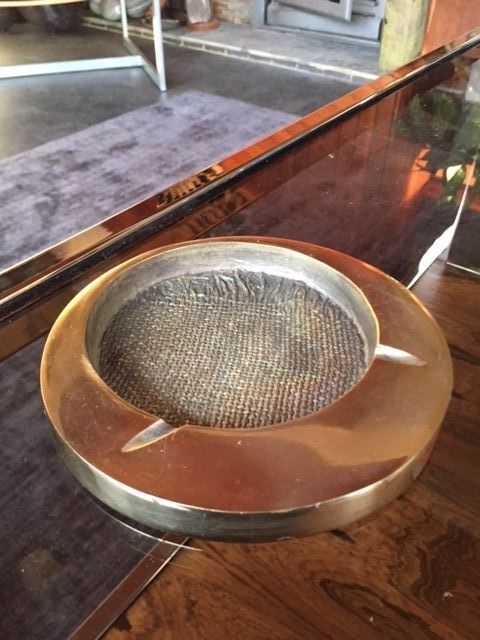 Vintage Modernist Italian 1960s 1970s Bronze Brass Dish Bowl Ashtray