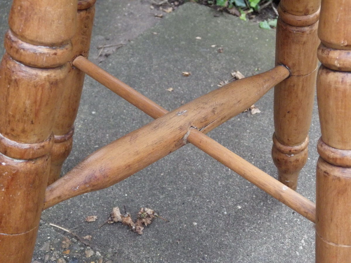 ANTIQUE Victorian 19th Century Ash & Elm KITCHEN STOOL