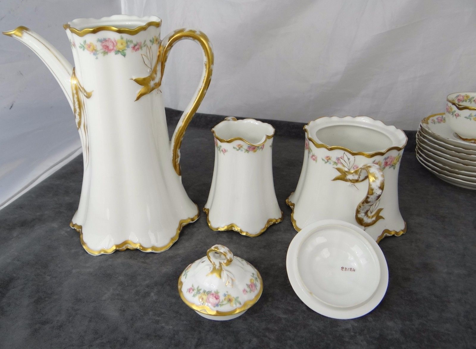 Antique Haviland Limoges France - Chocolate Pot Set - 23 Piece - Roses