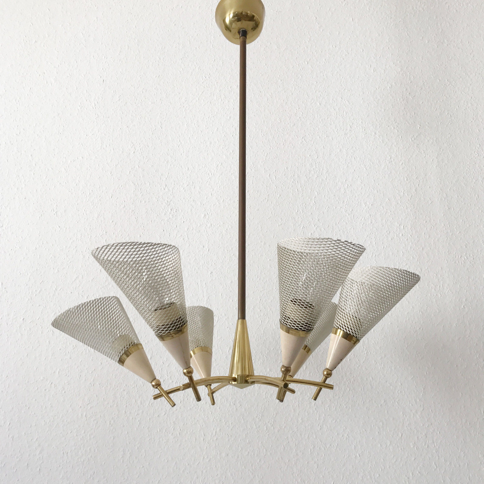 Gorgeous & Rare MID CENTURY Modern MATHIEU MATEGOT Style 6-ARMED CHANDELIER 1950