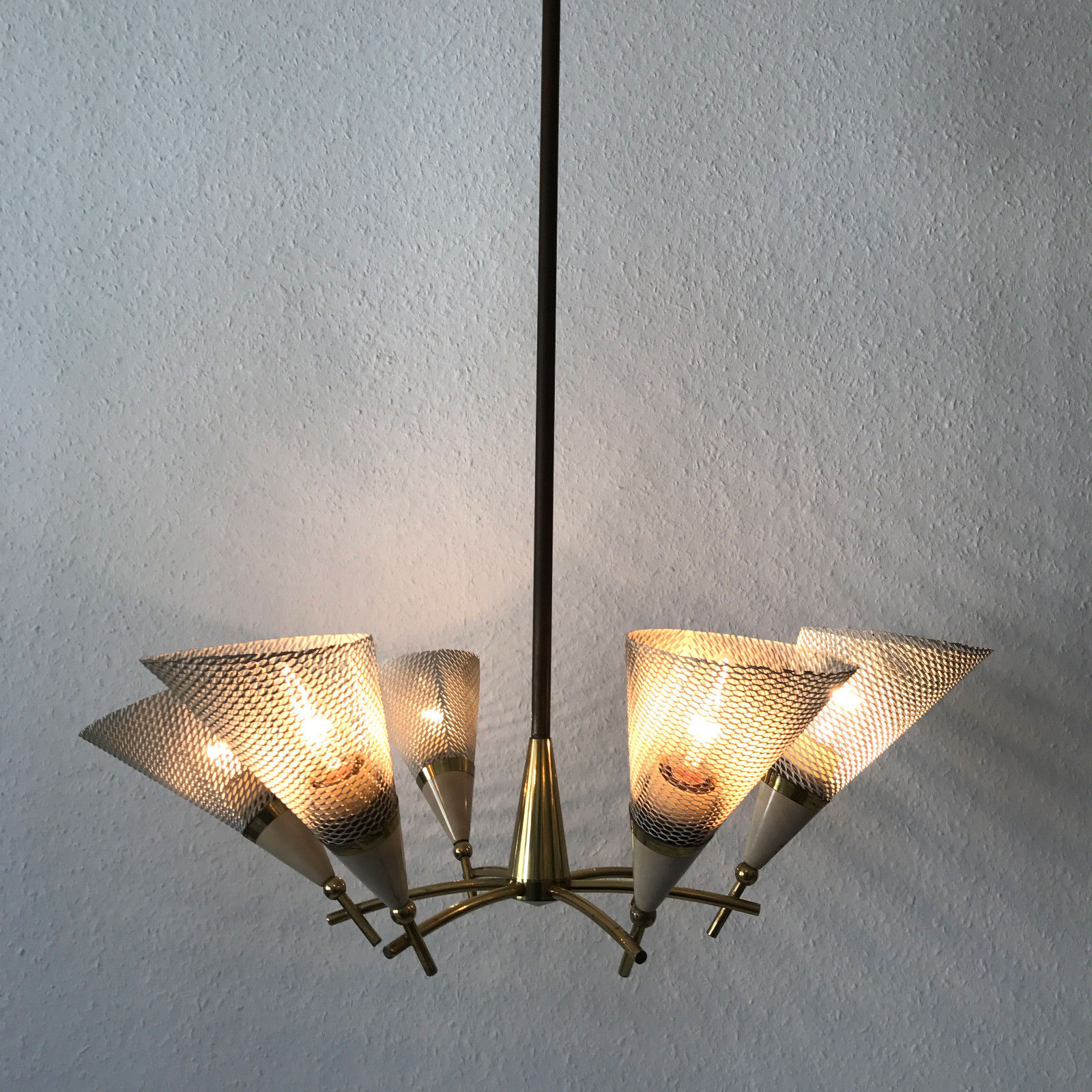 Gorgeous & Rare MID CENTURY Modern MATHIEU MATEGOT Style 6-ARMED CHANDELIER 1950