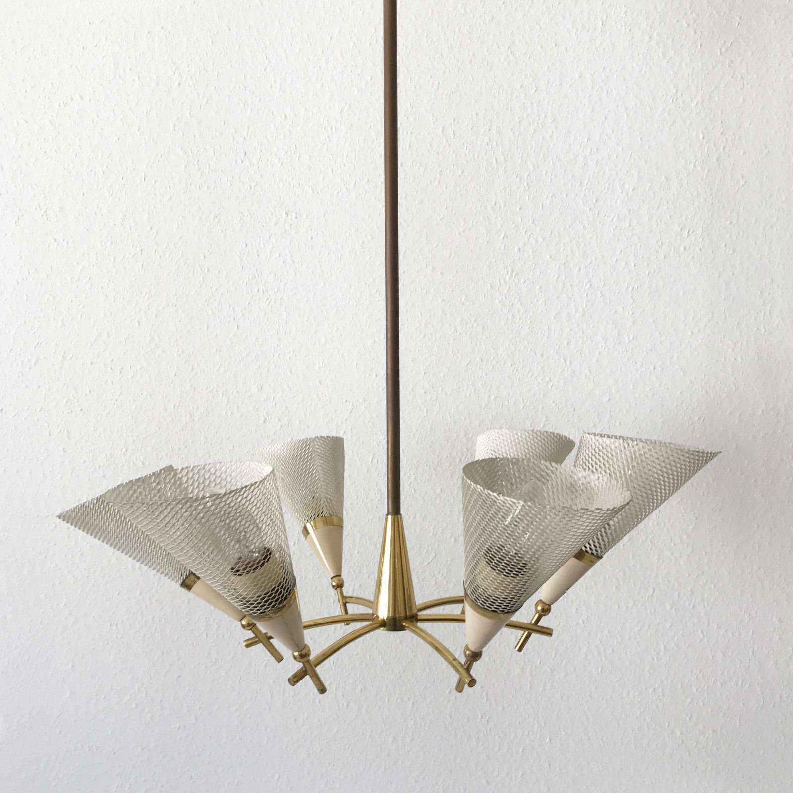 Gorgeous & Rare MID CENTURY Modern MATHIEU MATEGOT Style 6-ARMED CHANDELIER 1950