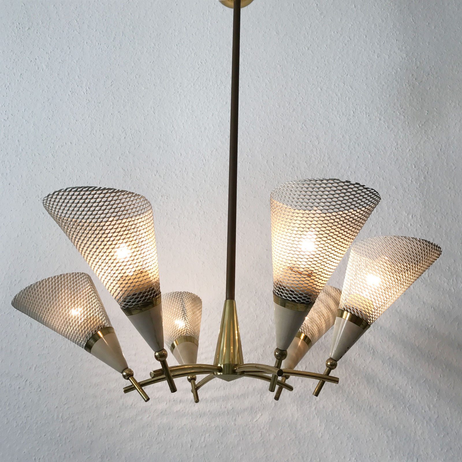 Gorgeous & Rare MID CENTURY Modern MATHIEU MATEGOT Style 6-ARMED CHANDELIER 1950