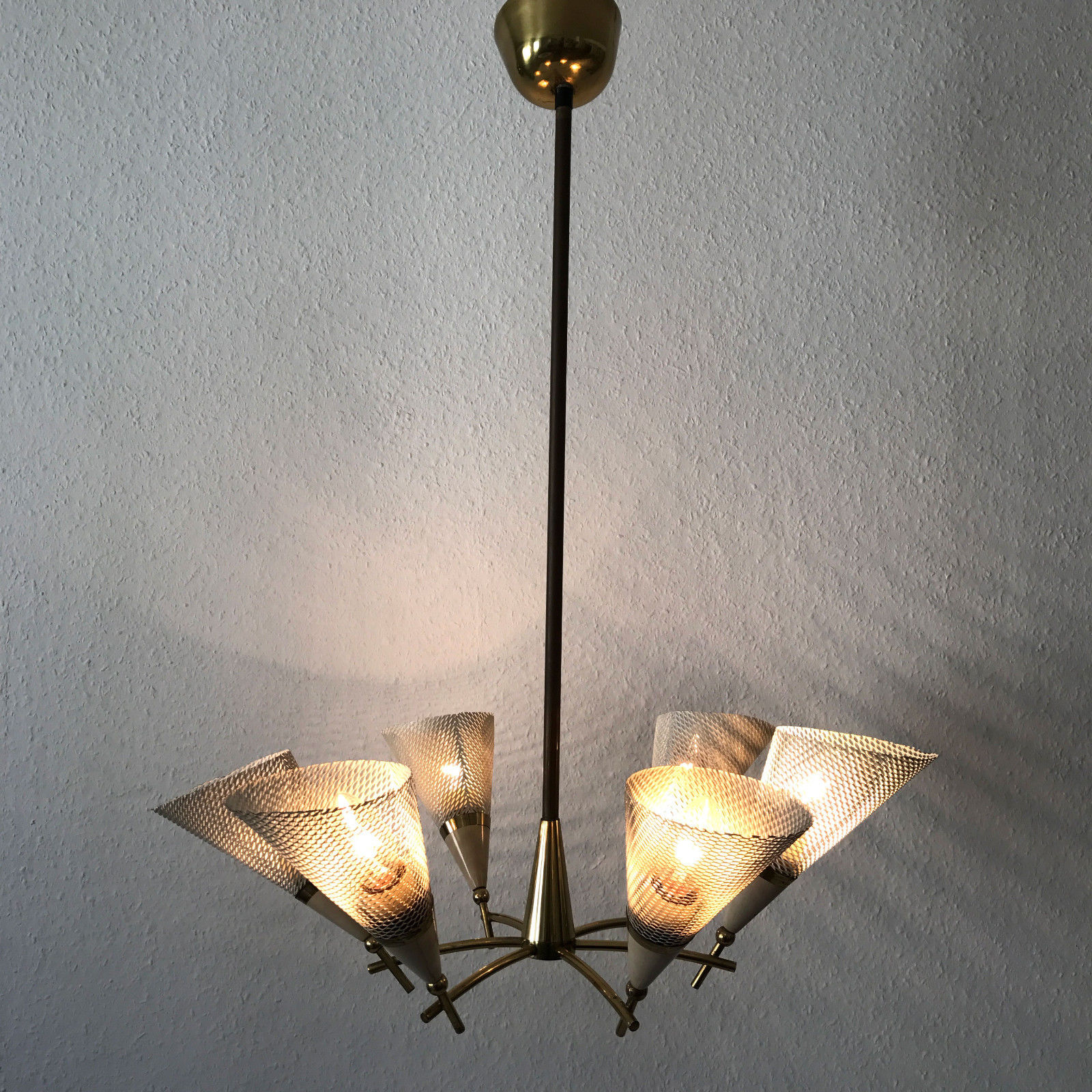 Gorgeous & Rare MID CENTURY Modern MATHIEU MATEGOT Style 6-ARMED CHANDELIER 1950