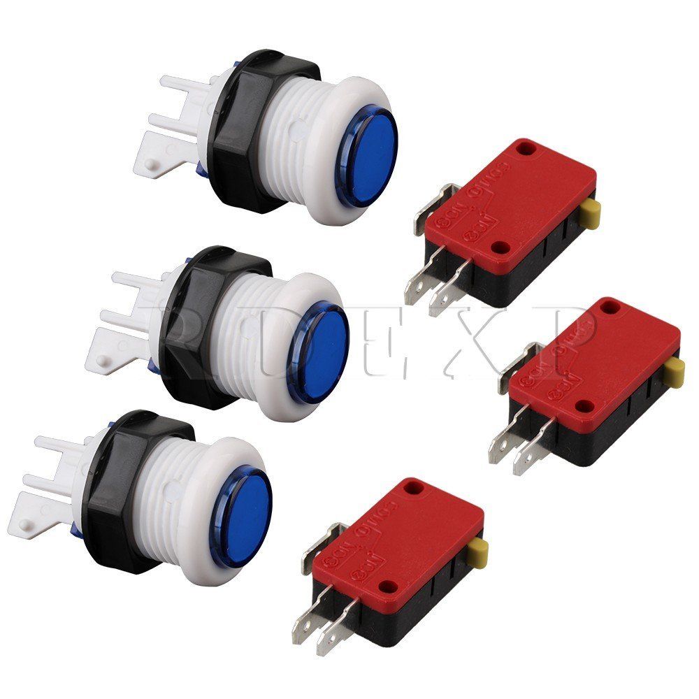 RDEXP Arcade Microswitch Push Button Set of 3