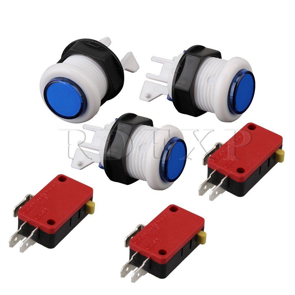 RDEXP Arcade Microswitch Push Button Set of 3