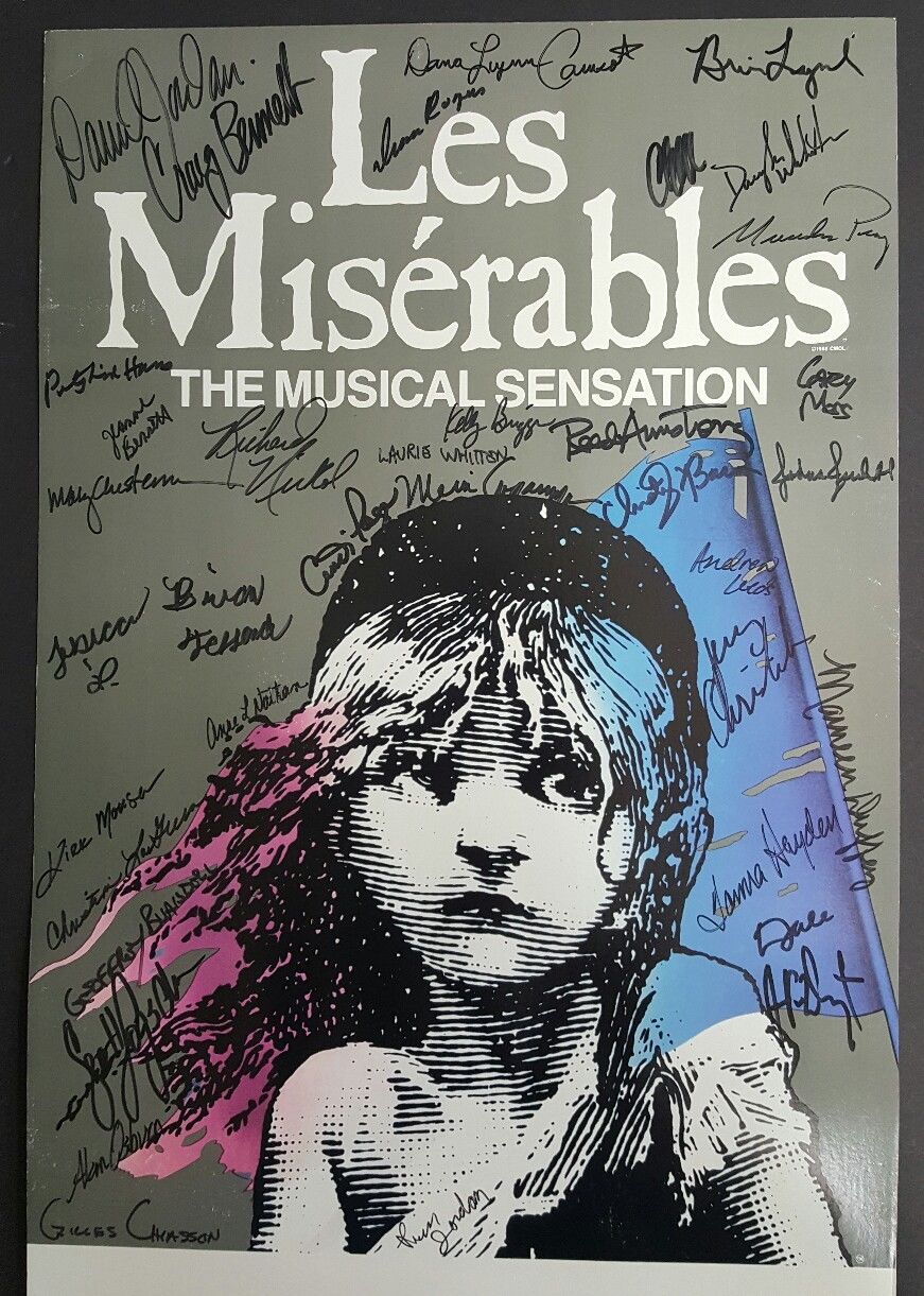 LES MISERABLES Poster Cast Signed Poster - Marius Company Broadway Tour