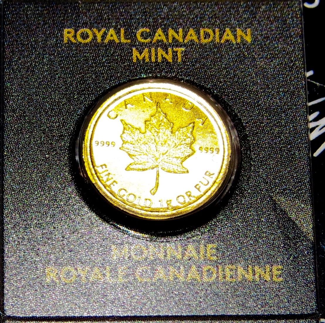 2014 ROYAL CANADIAN MINT MAPLEGRAM - ONE GRAM GOLD MAPLE .9999 FINE GOLD