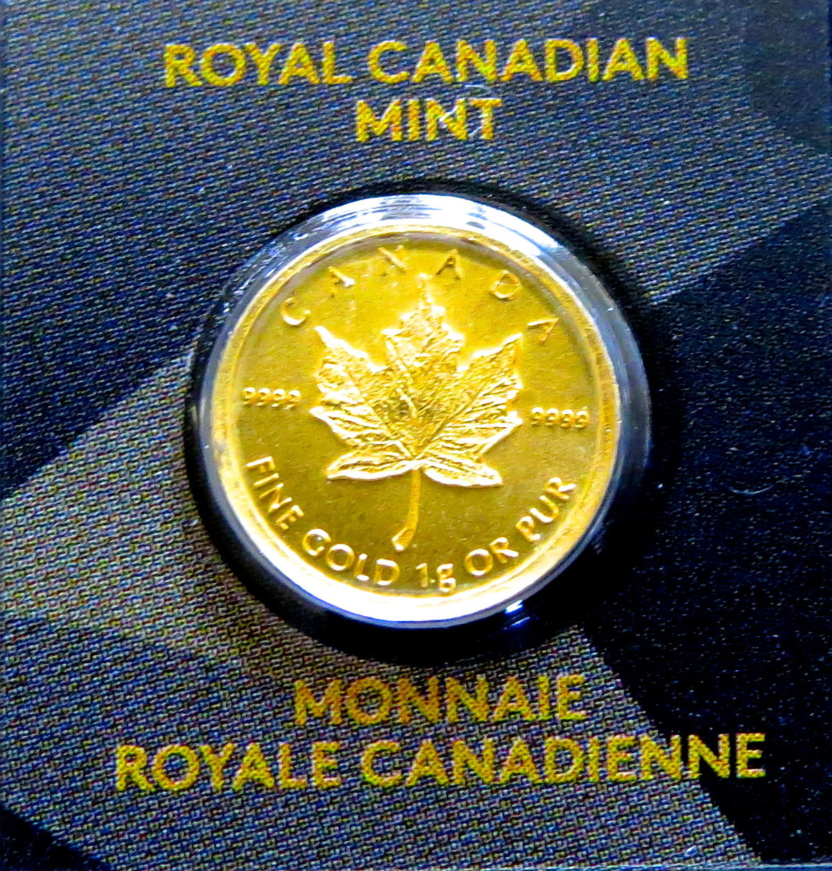 2014 ROYAL CANADIAN MINT MAPLEGRAM - ONE GRAM GOLD MAPLE .9999 FINE GOLD