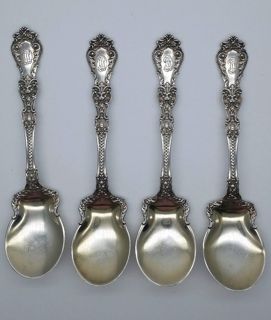 Antique Gorham Sterling Silver Old Baronial Pattern Spaulding & co set of Spoons