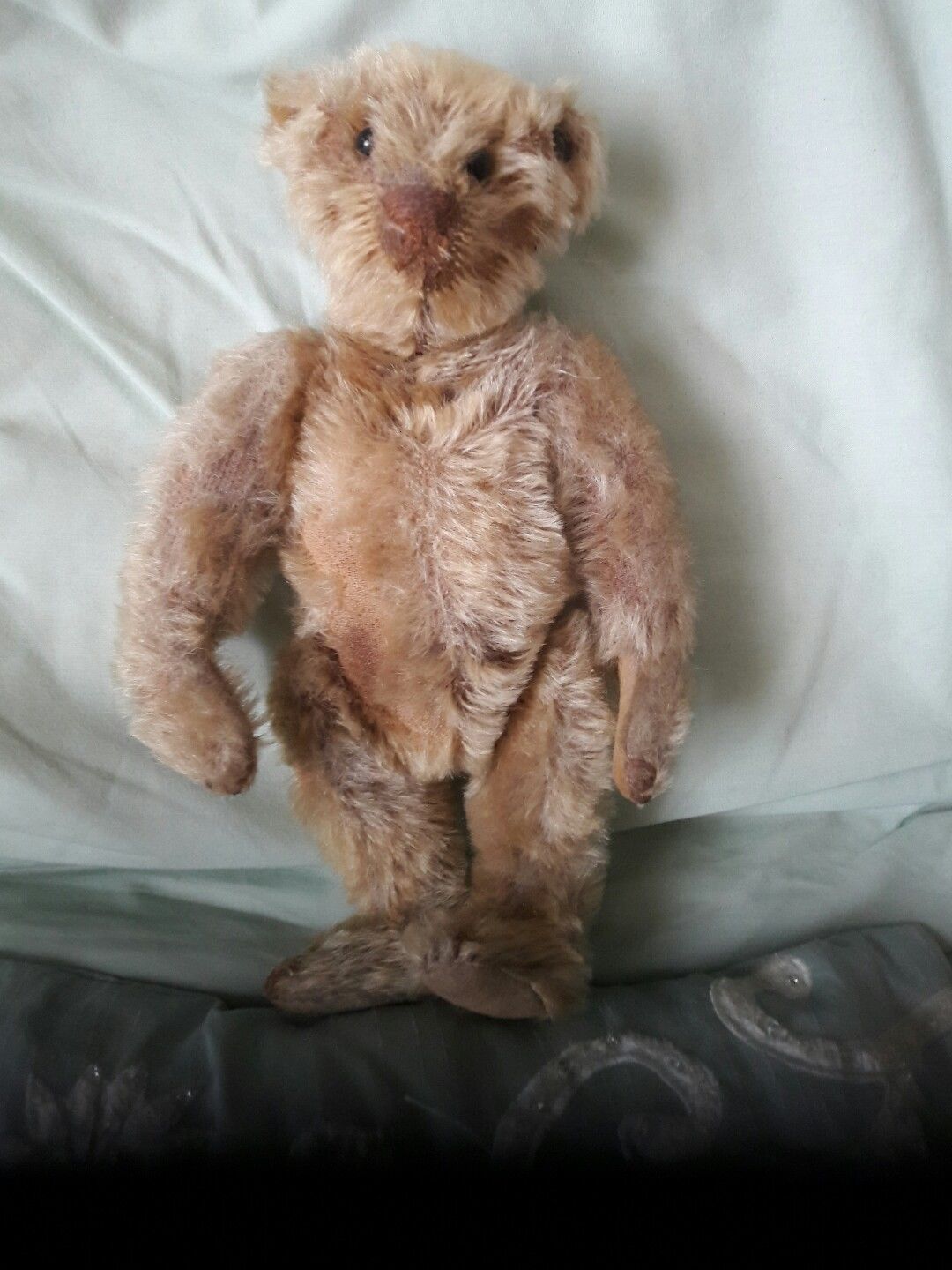 Antique early steiff  9" teddy bear jointed mohair with button early 1900s