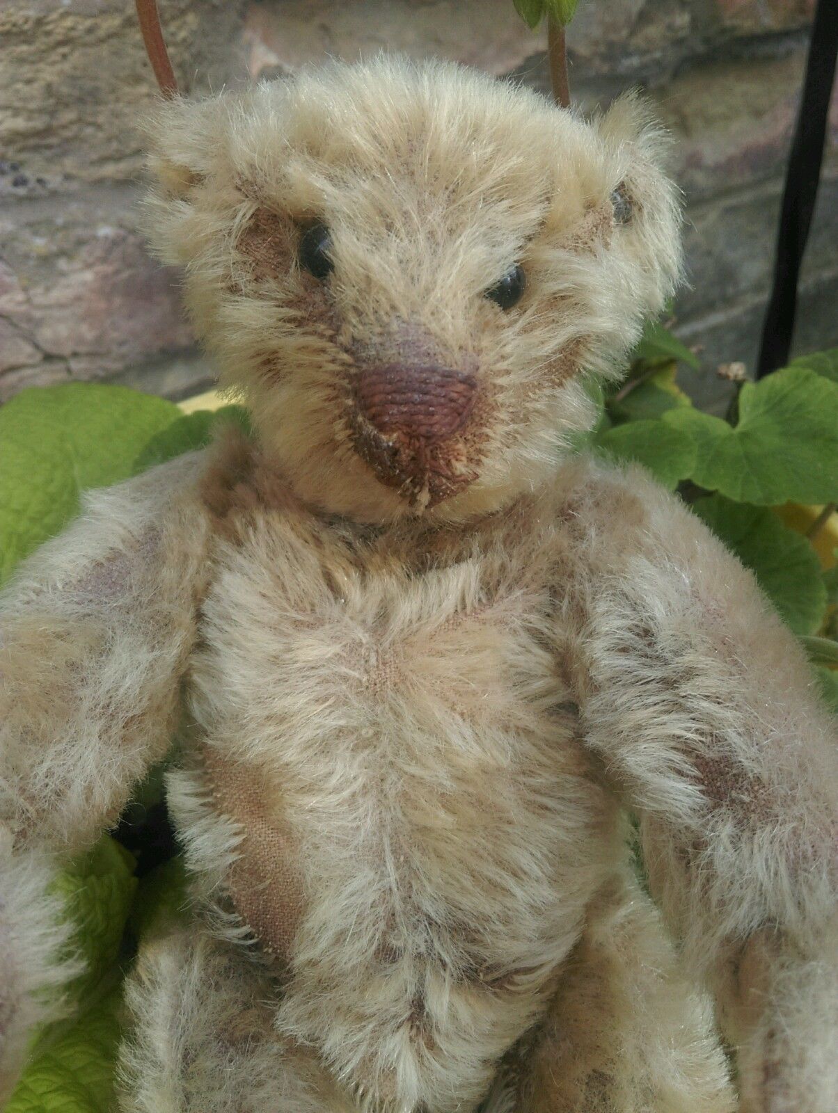 Antique early steiff  9" teddy bear jointed mohair with button early 1900s