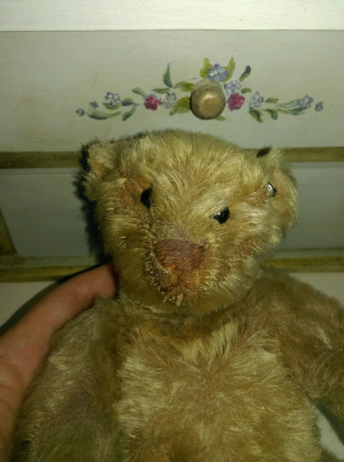 Antique early steiff  9" teddy bear jointed mohair with button early 1900s