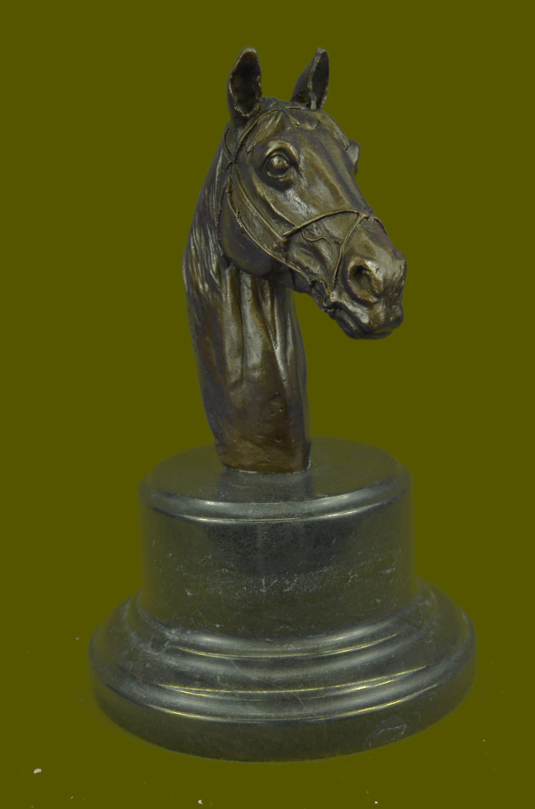 Original Signed Horse Head Bust Art Deco Figurine Figure Sculpture Statue Bronze