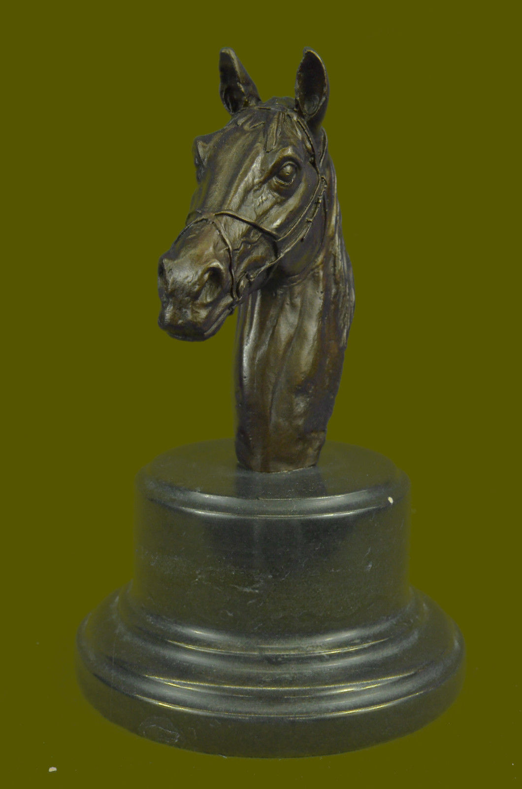 Original Signed Horse Head Bust Art Deco Figurine Figure Sculpture Statue Bronze