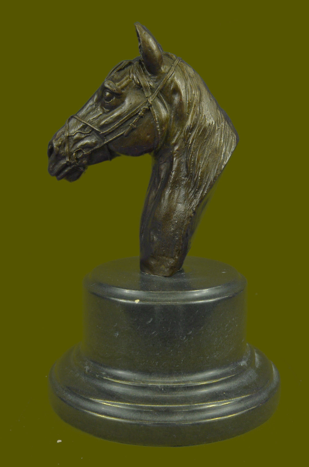 Original Signed Horse Head Bust Art Deco Figurine Figure Sculpture Statue Bronze