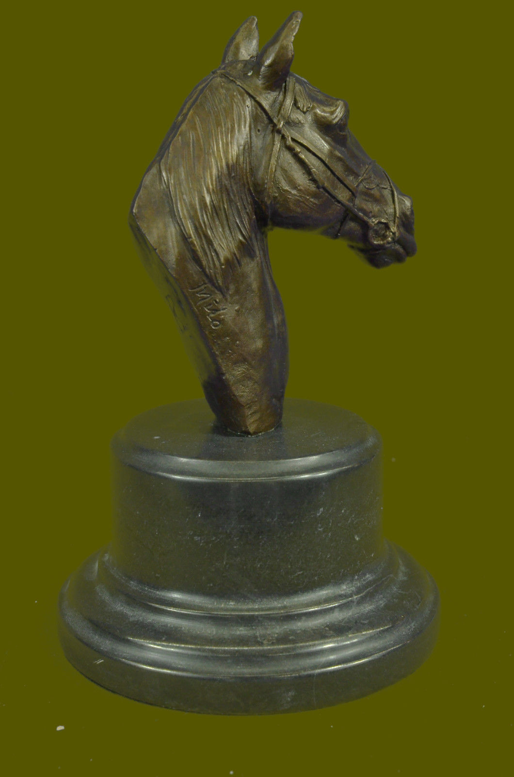 Original Signed Horse Head Bust Art Deco Figurine Figure Sculpture Statue Bronze