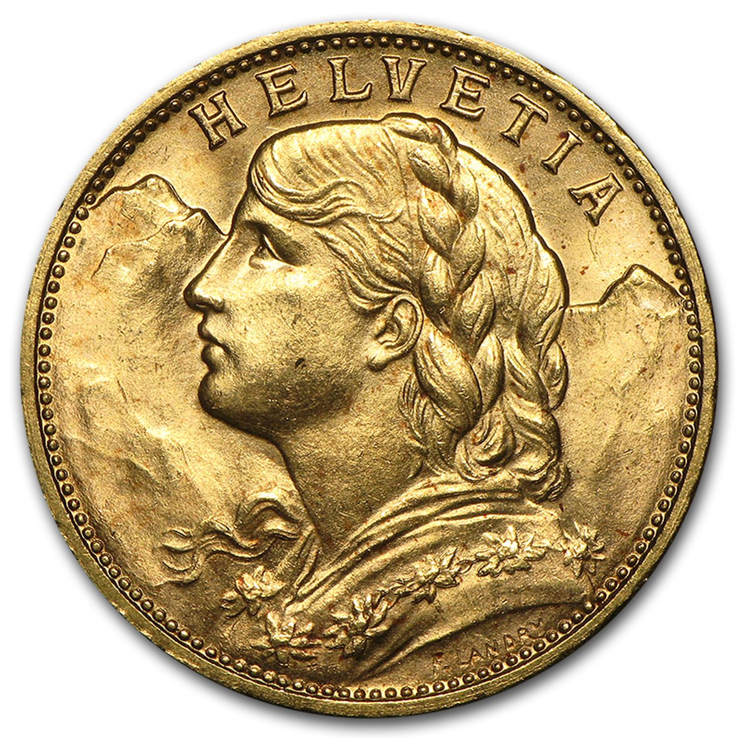 1897-1949 Swiss Gold 20 Francs Helvetia BU - SKU #38659