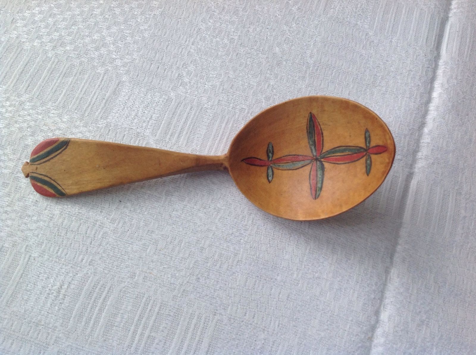 CARVED WOOD SPOON 1914 ORGINAL PAINTING.