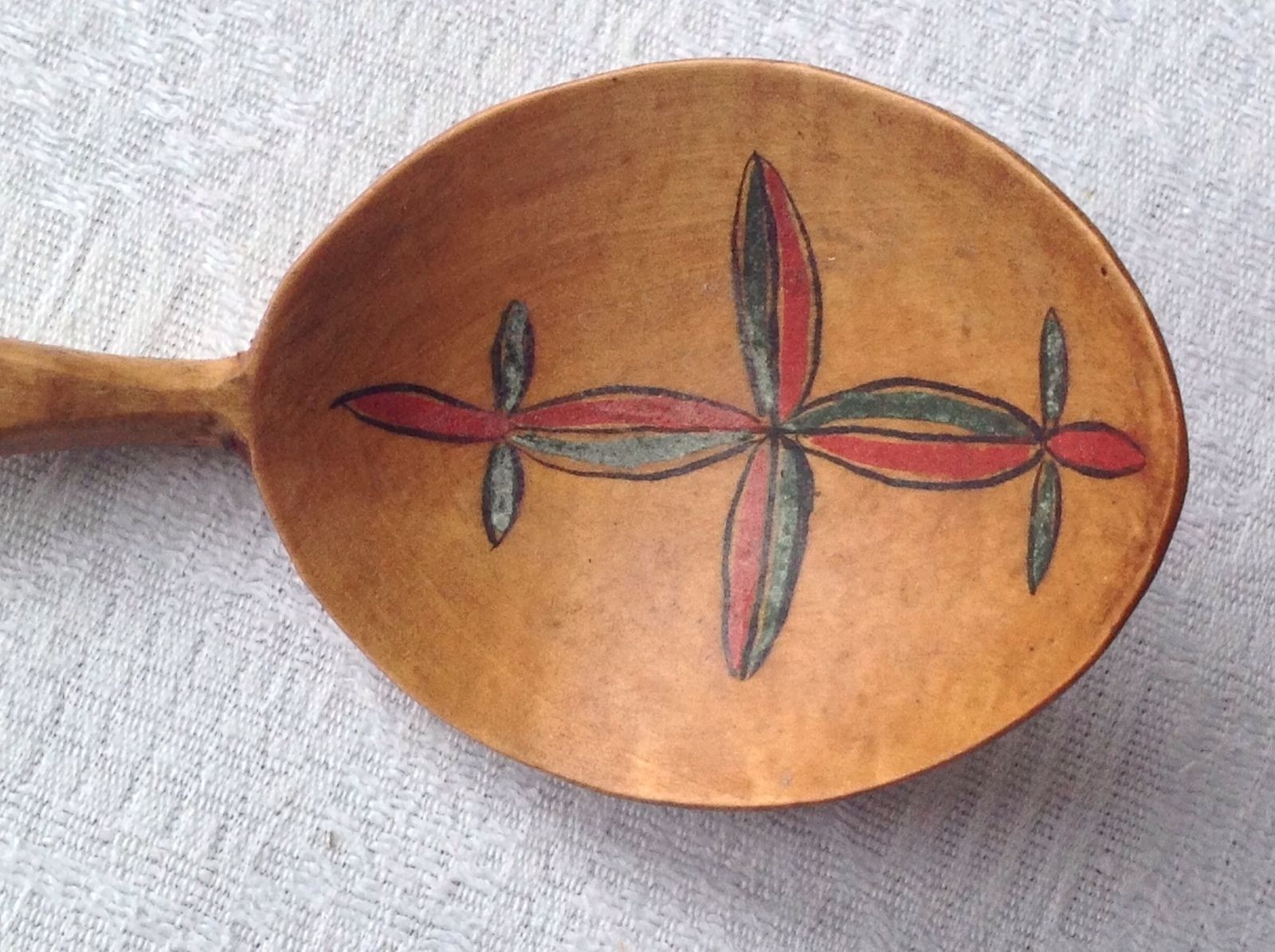 CARVED WOOD SPOON 1914 ORGINAL PAINTING.