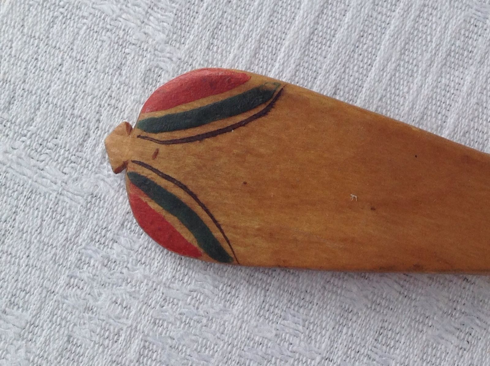 CARVED WOOD SPOON 1914 ORGINAL PAINTING.