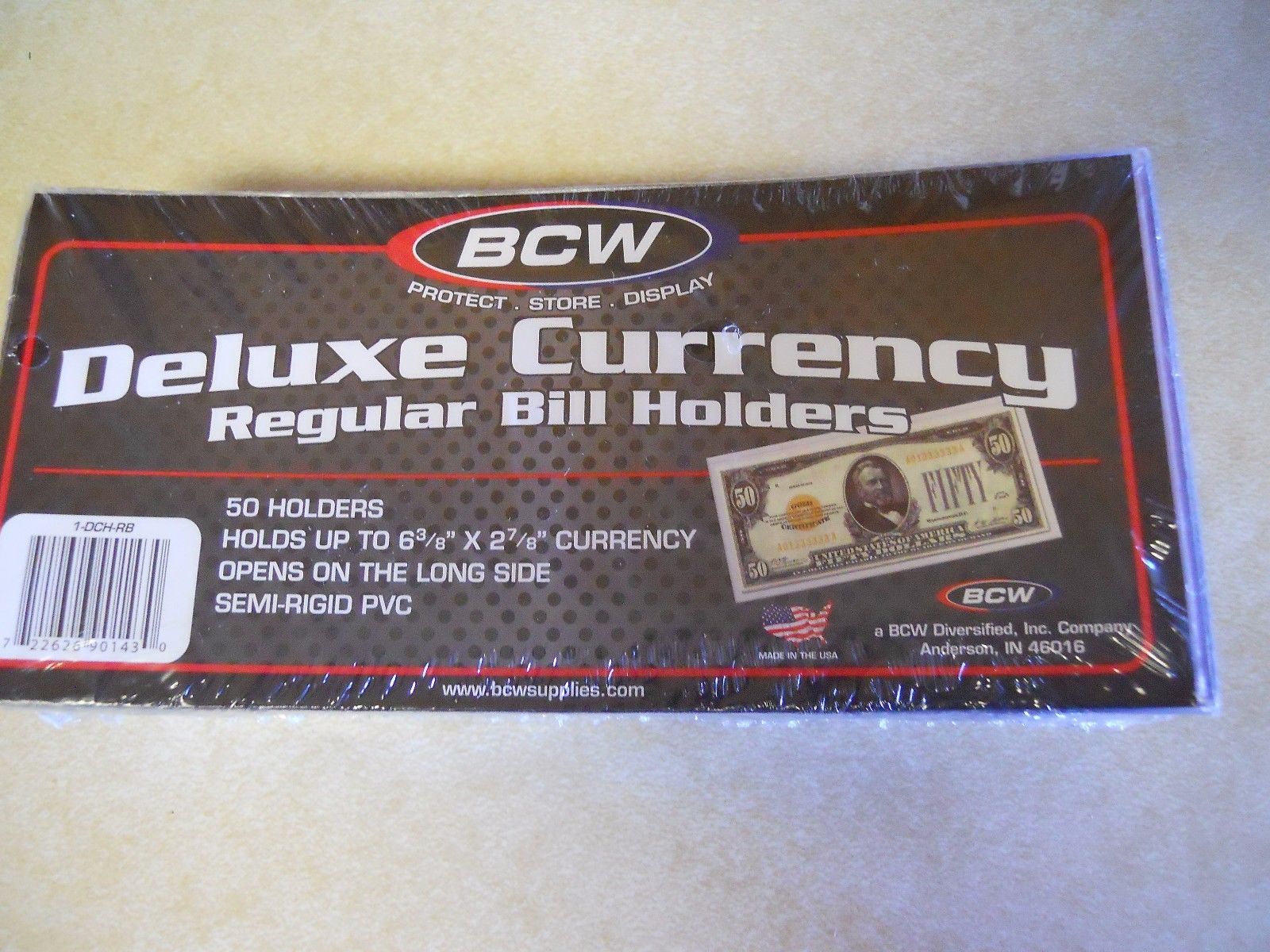 25 BCW Deluxe Vinyl Semi-Rigid Currency Holders Regular Bill Holder Size. USA!