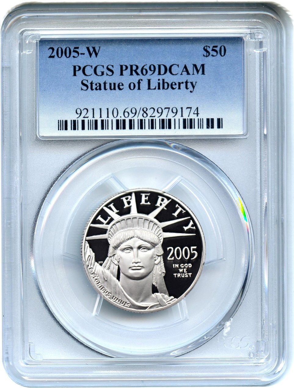 2005-W Platinum Eagle $50 PCGS PR 69 DCAM - Statue Liberty 1/2 oz