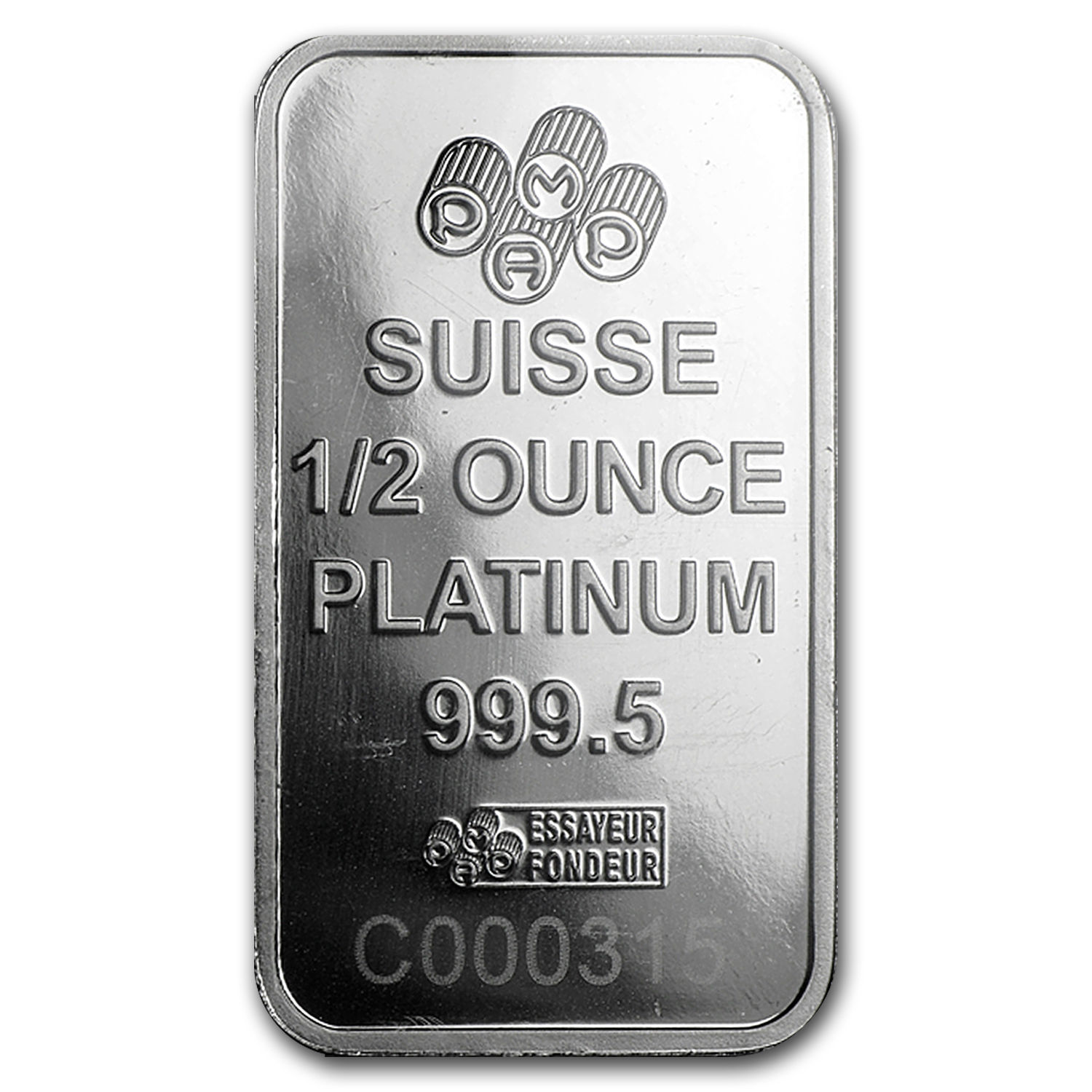 1/2 oz Platinum Bar - PAMP Suisse (In Assay) - SKU #93597