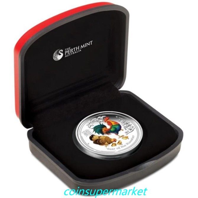 Australia 2017 Year Of The Rooster Chinese Lunar 1 oz Silver Proof Coloured Coin