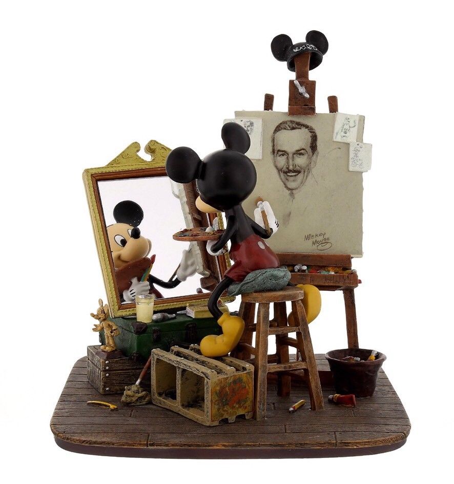 Disney Parks Self Portrait Mickey Mouse and Walt Disney Figurine New w/ Box