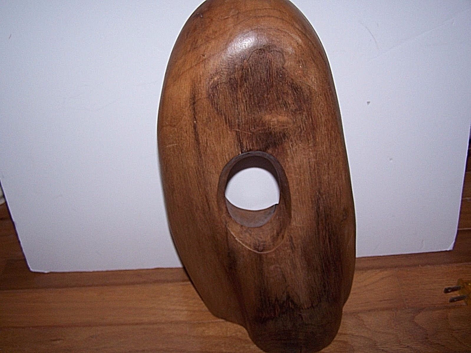 Vintage Solid Hand Carved Wood Face Figure Abstract Sculpture 13" Tall