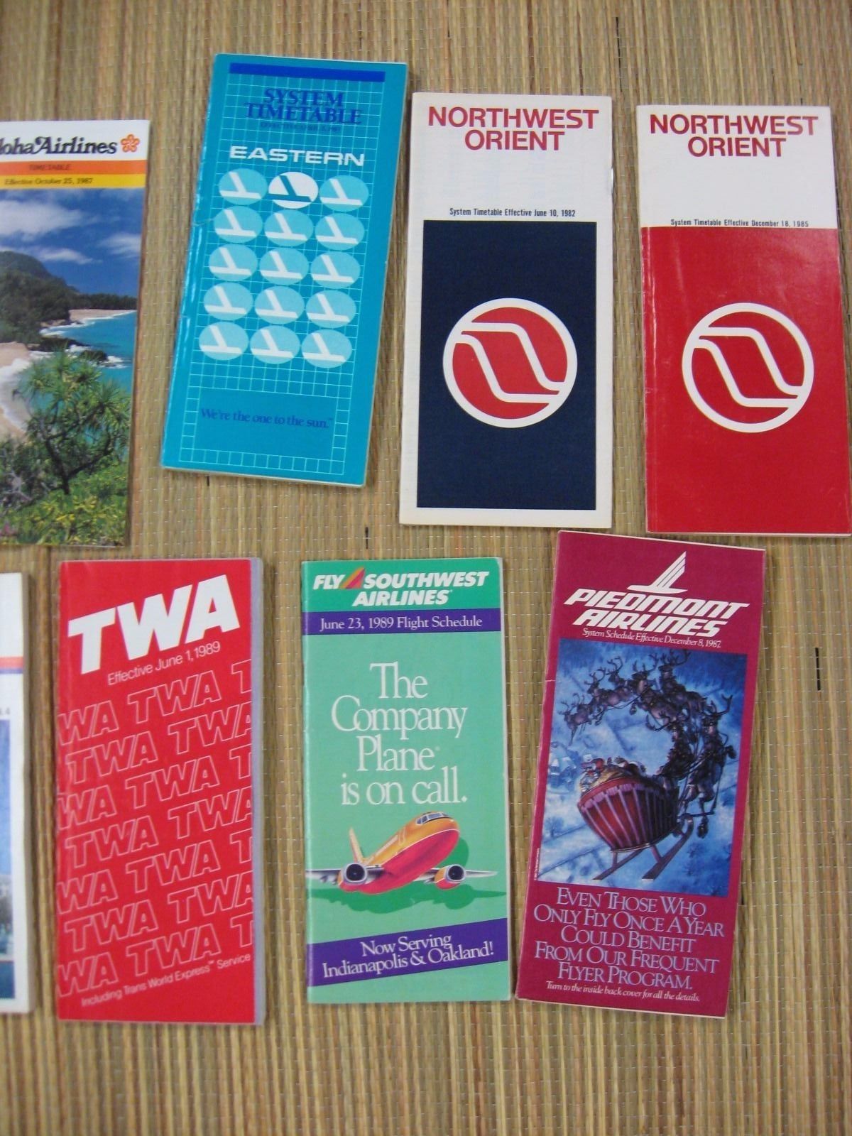 Lot of 10 1980's Era Airline Timetable's, 8 Different Airlines.