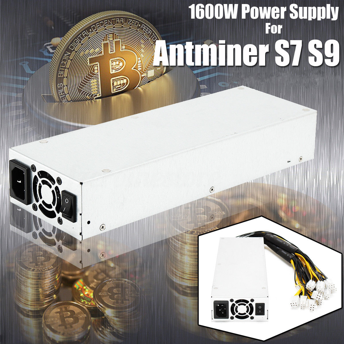 Bitcoin Mining Machine Power Supply For Antminer S7 S9 12.5T/13T/13.5T 1600W