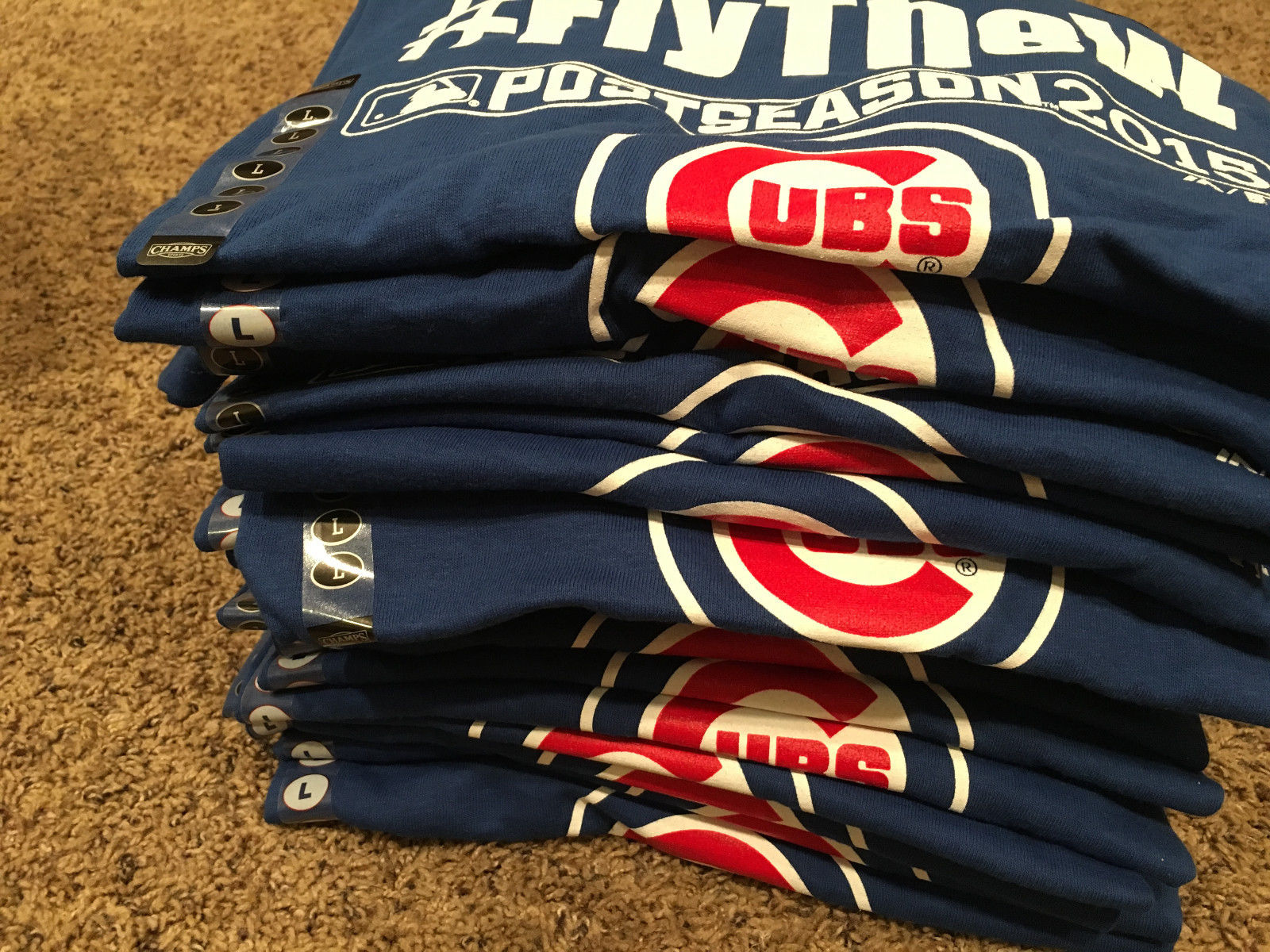 Chicago Cubs 18 SHIRT LOT Postseason/World Series with Tags Wholesale Lot LARGE