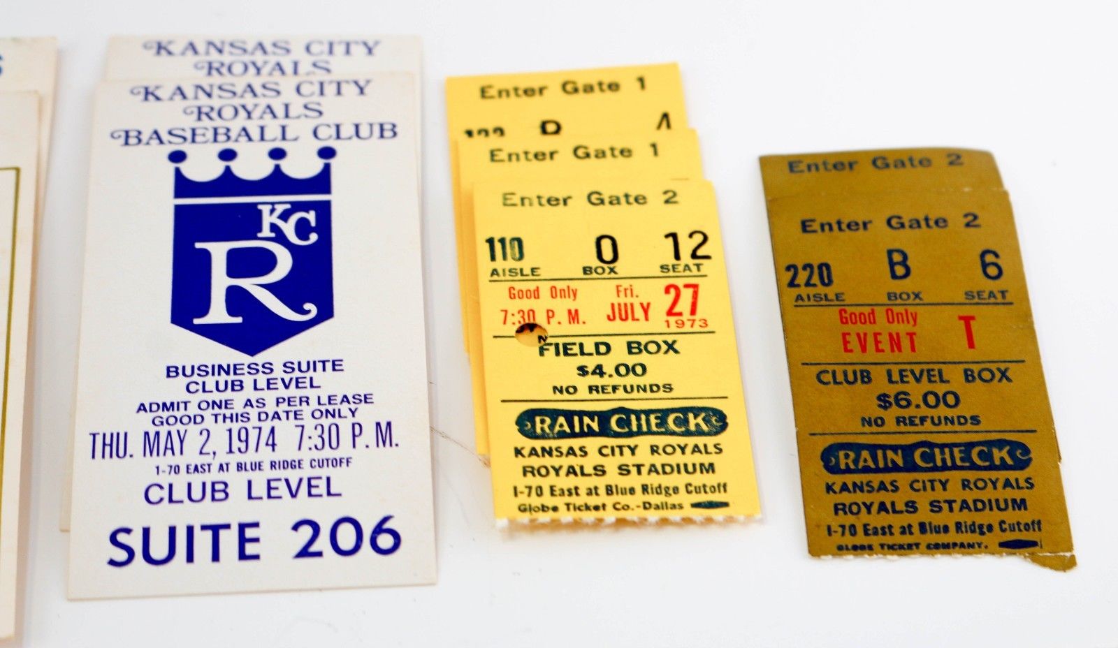 Vintage 1970s Used KC Royals MLB Baseball Ticket Stubs